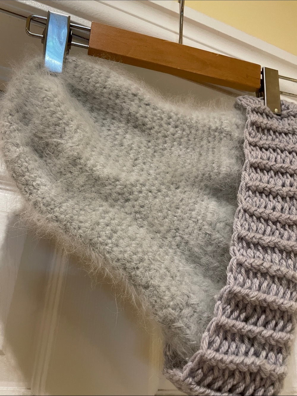 Handmade Gray Angora Knit Beanie Soft Winter Warm